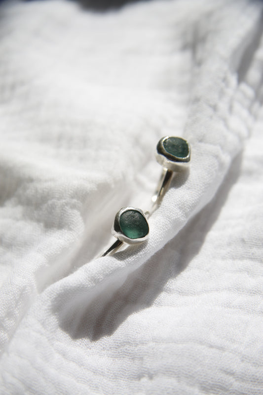 Aqua Sea Glass Ring - Round