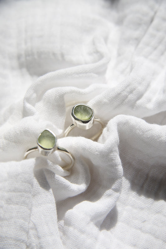 Sage Shore Sea Glass Ring - Round